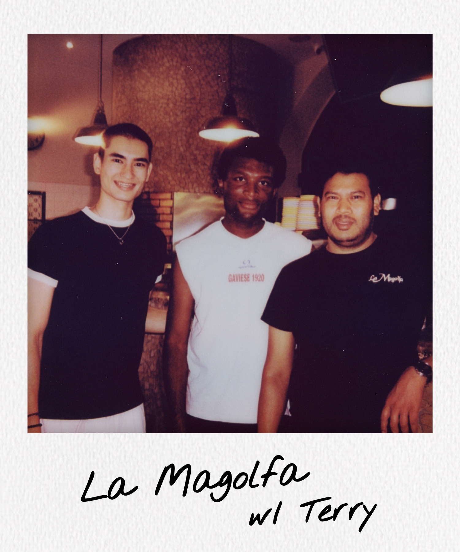 polaroid of boris with Terry Agbebaku at La Magolfa, Milan